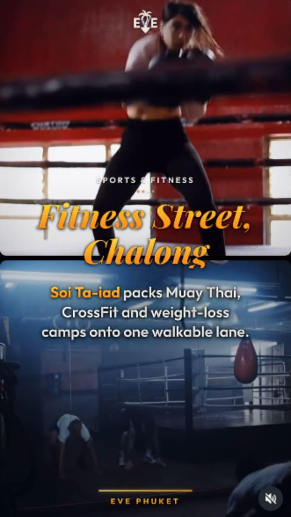 EVE Phuket reel cover: Muay Thai training on Fitness Street, Chalong