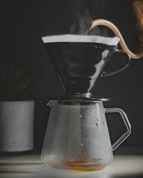 Pour-over coffee being brewed