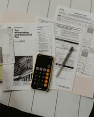 Freelancer reviewing receipts